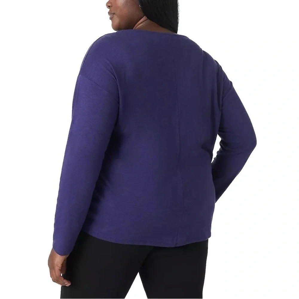 LANE Bryant Sz 34/36 Astral Adjustable Drawcord Long-Sleeve Boatneck Tee K92.9
